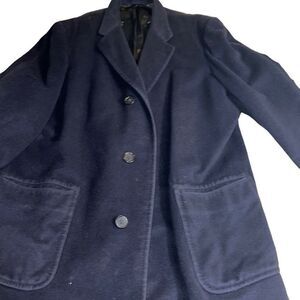 Vintage 1950s Cashmere Overcoat
Royale Alpan Berlou Moth Proofed Dark Blue 
L-XL